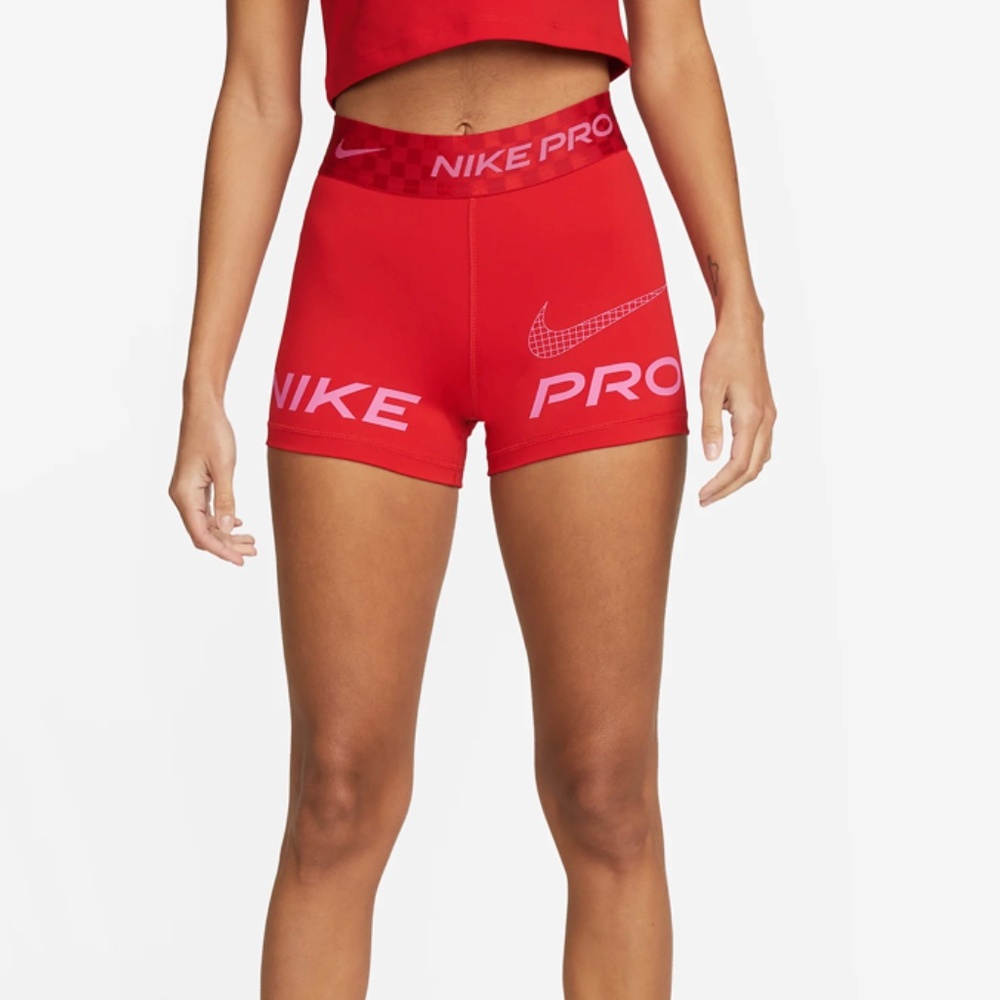 Nike Pro Dri-Fit University Red Mid Rise 3" Shorts